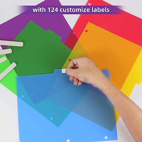 Colorful Binder Dividers with Tabs,Plastic Index with 5-Tabs,for 3 Ring Binder,6 Sets