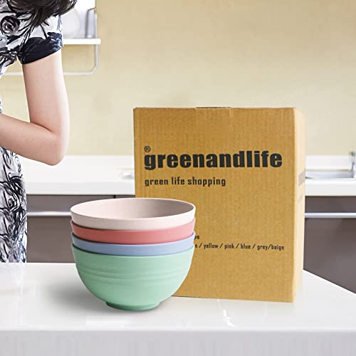 Lightweight & Unbreakable Wheat Straw Bowl - Noodle Fruit Soup Bowl Rice Bowls Dishwasher Microwave Safe Cereal Bowl sets 4pcs