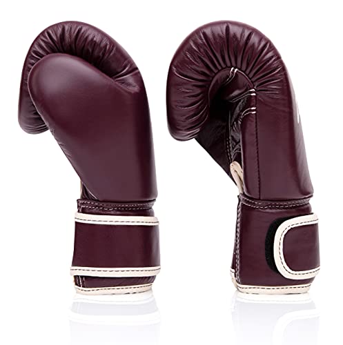Fairtex BGV16 Compact Boxing Gloves, Leather Muay Thai MMA Kickboxing Gear - color: Maroon, size: 14 oz