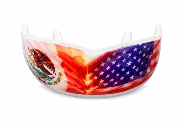 Sports Mouth Guard - Mexican/American Flag Adult White Mouth Guard with Boil & Bite Custom Fit- Premium Impact Mouthguards for All Sports - Trusted by Athletes Nationwide for Superior Protection & Fit