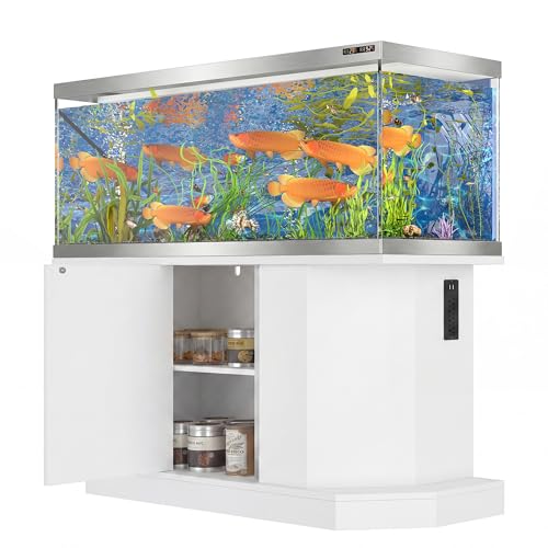 Fish Tank Stand for 55-75 Gallon Aquarium, Cabinet with 4 AC Outlets & 2 USB Ports, Heavy-Duty Engineered Wood Support, 47.64" L x 14.17" W x 28.71" H ,White