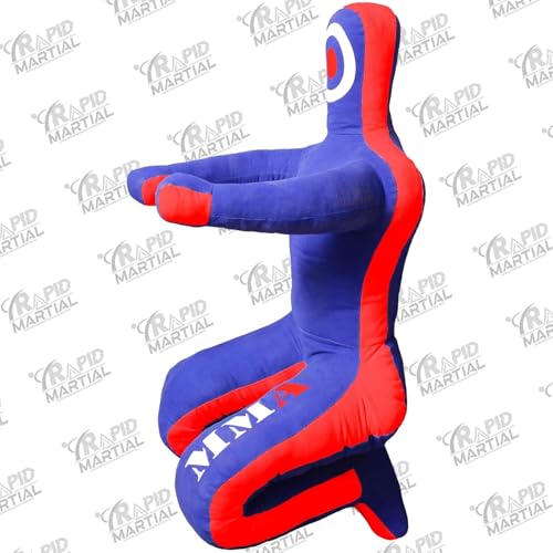 Brazilian Grappling Wrestling Dummy Made from Durable Polyester Fabrics Dummy- UNFILLED 5 Feet- Sitting (Blue-Red)