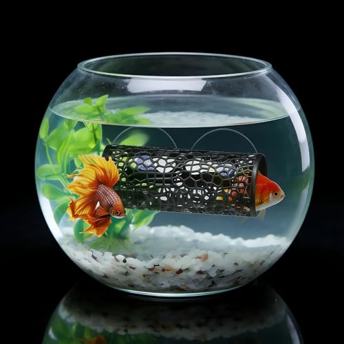 Betta Fish Tunnel Hammock, Safe Aquarium Decor for Smallfish Shrimp, Bettas Tank Accessories with Suction Cups Perfect for Hideout and Play Area(Black)