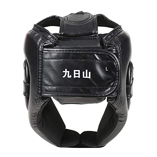 Wesing Professional Boxing Headgear Muay Thai Martial Arts Training Sparing Headgear Without Cheeks - color: Black, size: Large