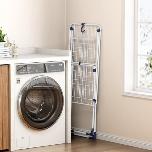 APEXCHASER Clothes Drying Rack with 4-Gullwing, White, 55.12"*37.8"*17.52"