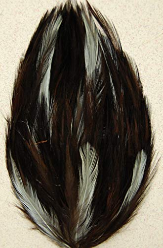 2 Pcs Hackle Feather Pads - BROWN / BEIGE - color: Brown/Beige, size: One Size