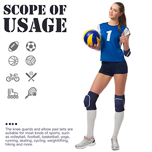 Sosation 2 Set Volleyball Elbow Pads and Knee Arm Sleeves,Black Blue - color: Black Blue
