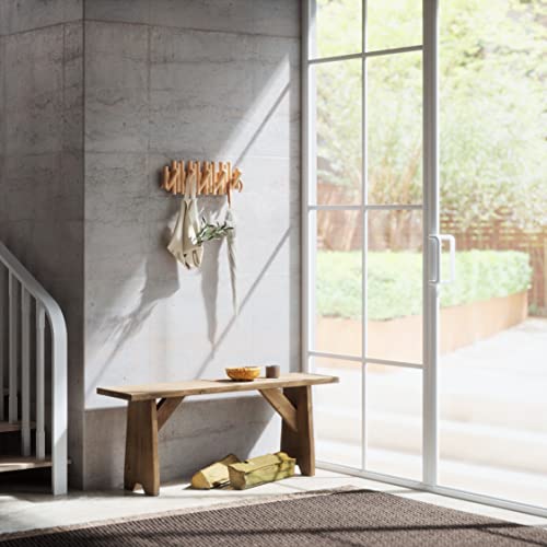 Umbra Picket Coat Rack, Wall Mount 5 Flip-Down Coat Hooks, Natural - color: Natural, size: 5-Hook