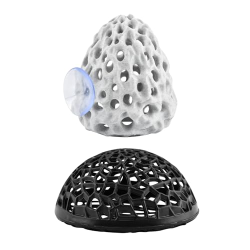 Shrimp Dome Hide, Be-TTA Habitat Fish Tank Tunnel with Suction Cup, Hollow Hemispherical Cave Aquarium Ornament for Small Fish Shrimp Guppy Hiding Resting(Color:White)