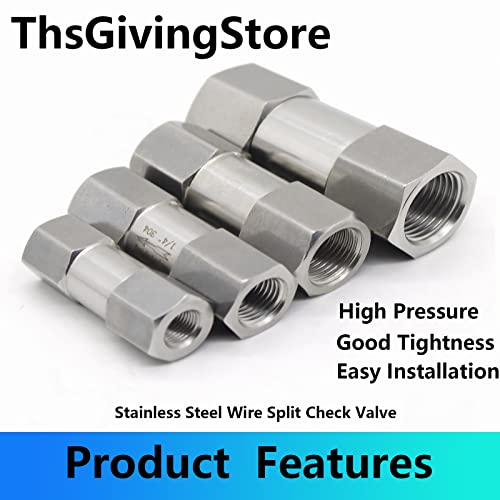 1/8 1/4 3/8 1/2 Inch G Female Thread 304 Stainless Steel Check Valve One Way Non-Return Valve for Water Oil Gas Check Valve(1/2 Inch) - size: 1/2 Inch