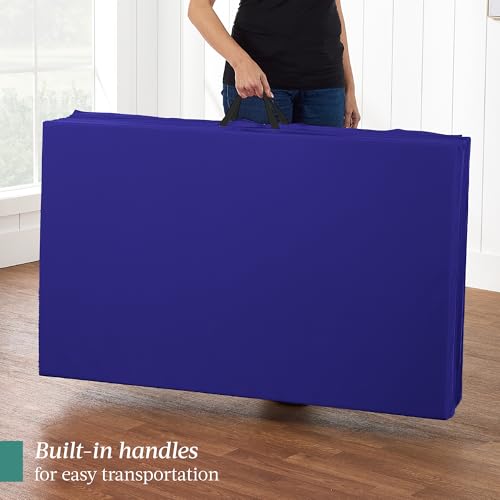 Best Choice Products 10ftx4ftx2in Folding Gym Mat 4-Panel Exercise Gymnastics Aerobics Workout Fitness Floor Mats w/Carrying Handles - color: Dark Blue