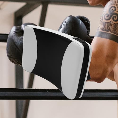 ORFOFE Taekwondo Kick Pad Kicking Target Large Curved Handheld Shield Black White for Martial Arts Training Side Kick Practice