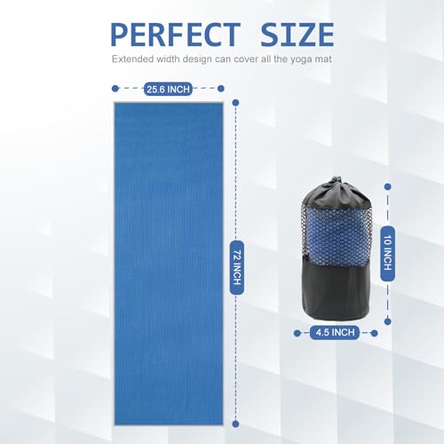 Eunzel Non Slip Hot Yoga Mat Towel with Grip Dots, 72" x 24" - color: Steel Blue