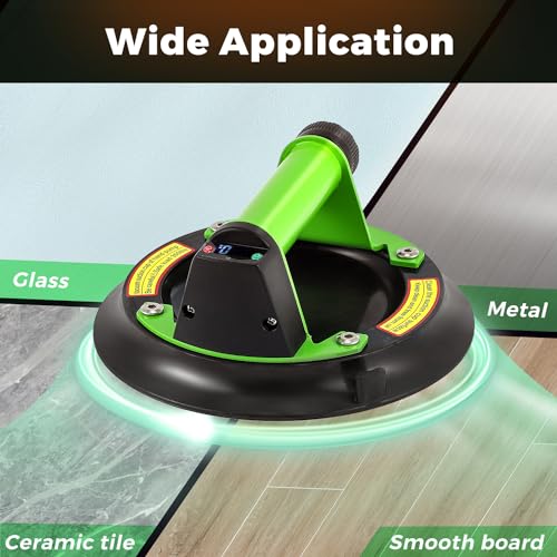 2 Pack Electric Glass Suction Cups 8" Auto Stop/Suction Vacuum Cups with Metal Handle for Glass Ceramic Tile Metal Smooth Board Marble Windshields - style: Electric Green(steel handle)