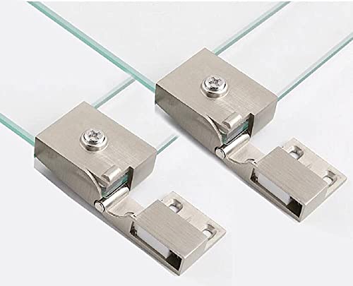 1 Pair/Glass Door Hinge Wine Cabinet Wine Cabinet Display Cabinet Embedded Side Mounted Glass Door Hinge Brushed Nickel