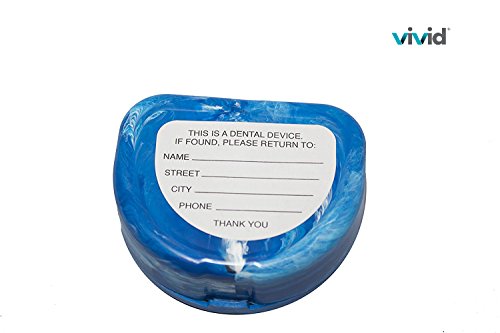 Orthodontic Retainer Case With Hinged Lid Snaps, Portable Denture Cases, Mouthguard Case for Retainer and Dentures (Blue Marble)