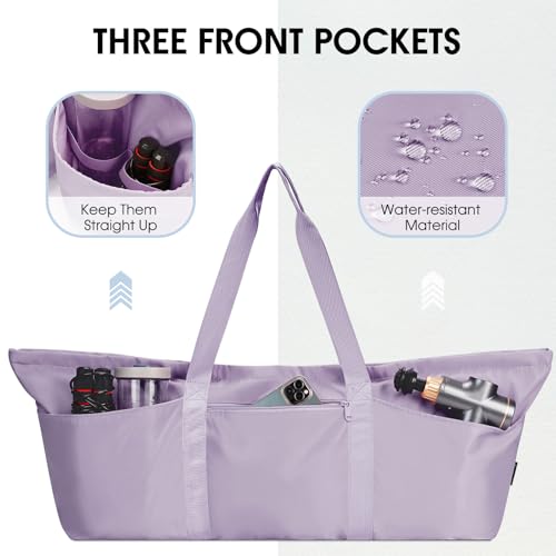 sportsnew Large Yoga Mat Bag Trolley Sleeve Gym Carrier Shoe Bag Wet Pocket - color: Purple