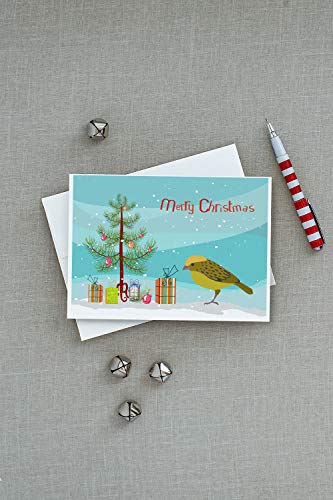Caroline's Treasures CK4481GCA7P Lizard Canary Merry Christmas Greeting Cards and Envelopes Pack of 8 Blank Cards with Envelopes Whimsical A7 Size 5x7 Blank Note Cards - style: Birds - Lizard Canary