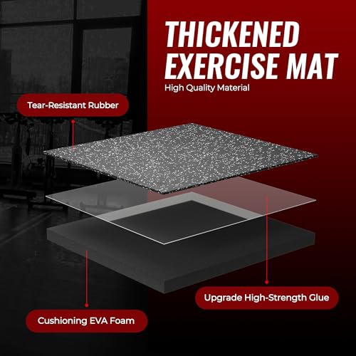 SUPERJARE 0.79'' Extra-Thick Exercise Equipment Mats, 24 Pcs 96 Sq Ft Rubber Top Floor Tiles with High Density EVA Foam, Interlocking Gym Flooring for Home Gym, Workout Mat, Black/Grey - size: 24 Tiles (96 Sq Ft)