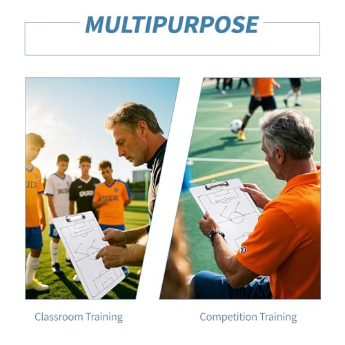 Eco Friendly PVC Multi Sport Coaching Clipboard Reusable Tactical Board for Basketball,Soccer,Volleyball,Handball and Futsal Portable Training Essential for Coaches - style: Soccerl Board