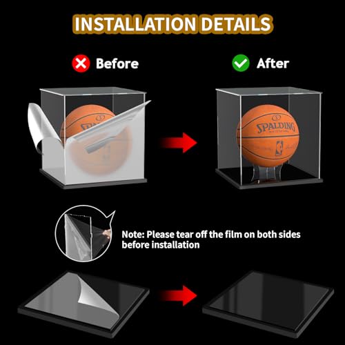 Basketball Display Case, Clear Acrylic Full Size Basketball Case - size: 11 x 11 x 11.4 inches