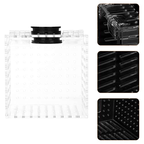 1Pc Aquarium Fish Box, Acrylic Fish Tank Breeding Box Juvenile Spawning Hatchery Incubator with Magnet for Shrimp Clown Guppy, 10.7x10.7x10.7cm