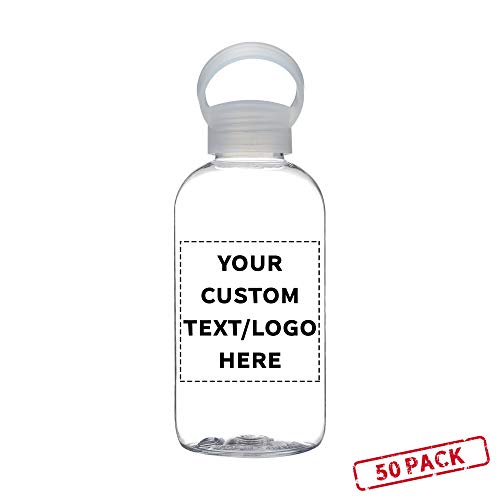 DISCOUNT PROMOS 50 Beau Water Bottles with Handle Set, 20 oz. - Customizable Text, Logo - Flexi-Grip, Plastic, Drinkware - Clear - color: - Custom - Clear, size: 50 bottles
