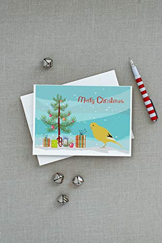 Caroline's Treasures CK4478GCA7P Border Canary Merry Christmas Greeting Cards and Envelopes Pack of 8 Blank Cards with Envelopes Whimsical A7 Size 5x7 Blank Note Cards - style: Birds - Border Canary