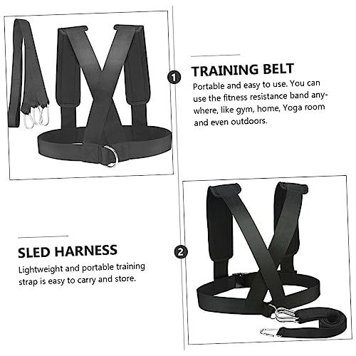 2Pcs Running Resistance Training Belt Polyester Sled Harness Black