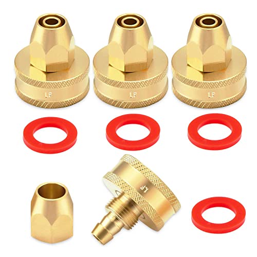 2PCS LF Brass Adapter,3/4 Inch Female GHT to 1/4'' OD Tube Connector Fittings,Convert 3/4" Female GHT Bib to 1/4"OD Tubing, With 4 washers