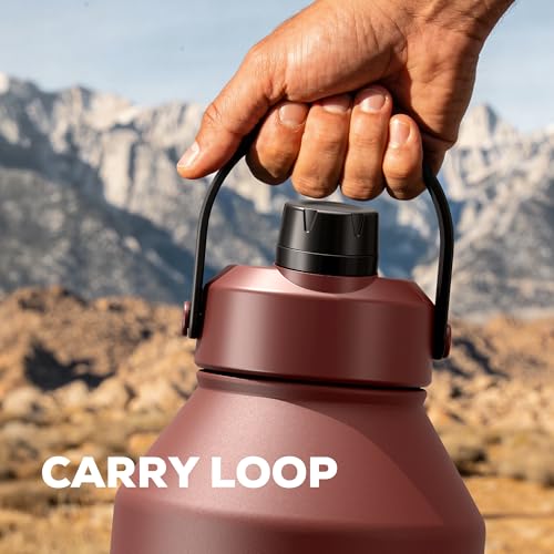 POWCAN 64 oz Insulated Water Bottle with Carrier Bag, Leakproof, Straw and Spout Lid, Keep Cold 48H, Cleaning Brush, BPA-Free, Stainless Steel Water Bottle for Travel, Sports and Picnic (Cocoa) - color: Cocoa