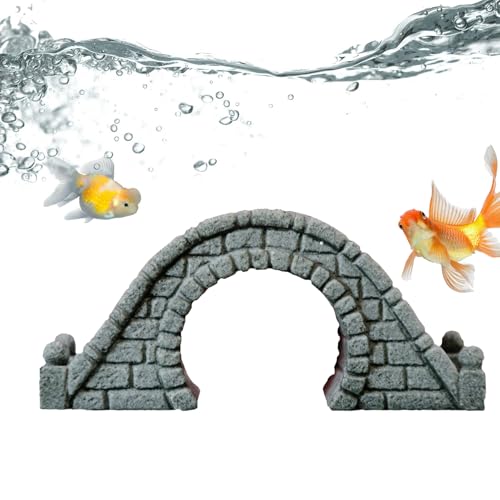 Fish Tank Bridge Decor, Aquarium Arch Sculpture Ornament, Mini Garden Scenery Structure Piece, Resin Aquarium Habitat Decoration Arch, Underwater Scene Accessory, Use for Setup
