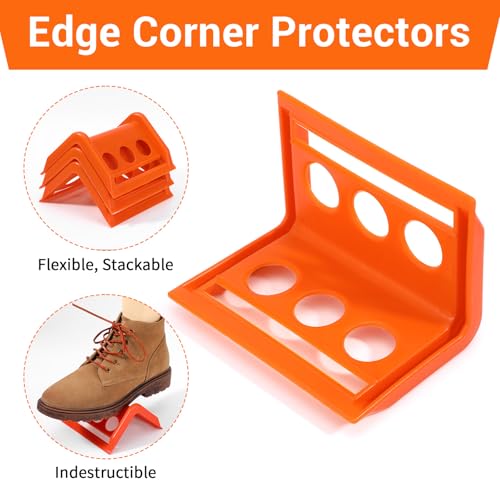 24 Pack Edge Corner Protectors for Flatbed Trucks, Heavy-Duty Plastic Cargo Guard – Reusable V-Shaped Tie Down Protectors for Up to 4 Inch Ratchet Straps, Shipping, and Load Securing (Orange)