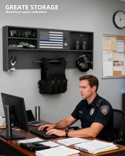 Police Gear Rack,Wall Mounted Lock Safe Police Tactical Vest Hanger