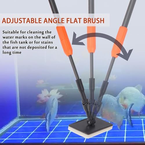 6 in 1 Fish Tank Cleaner Aquarium Cleaning Tool with Long Telescopic Handle, Scraper, Fishing Net, Sponge Cleaning Brush, Sand Rake for Fish Tank Maintenance.