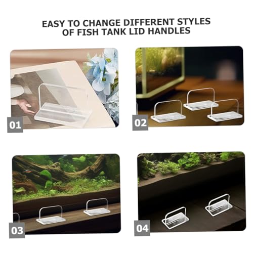 6pcs Acrylic Fish Tank Lid Handles Heavy-Duty Replacement Parts for Aquariums Grip for Transparent Design for Fish Tanks