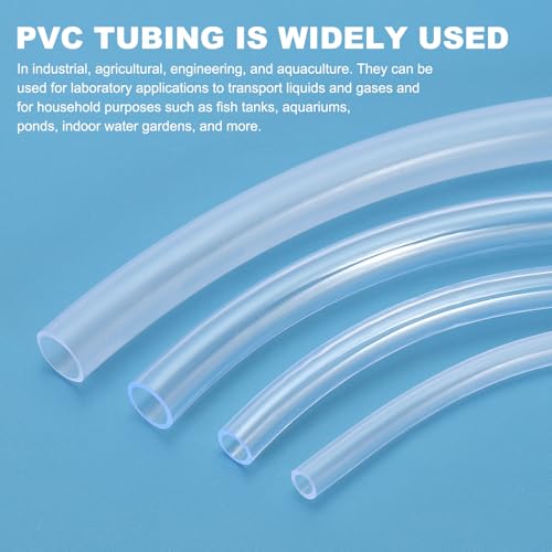 PATIKIL PVC Vinyl Tubing, 3/8"ID x 1/2"OD Flexible Clear Plastic Tube with 2 Hose Clamps, Hose Line Pipe for Multipurpose Industrial Vinyl Aquarium, 33FT - size: 3/8" ID 33FT