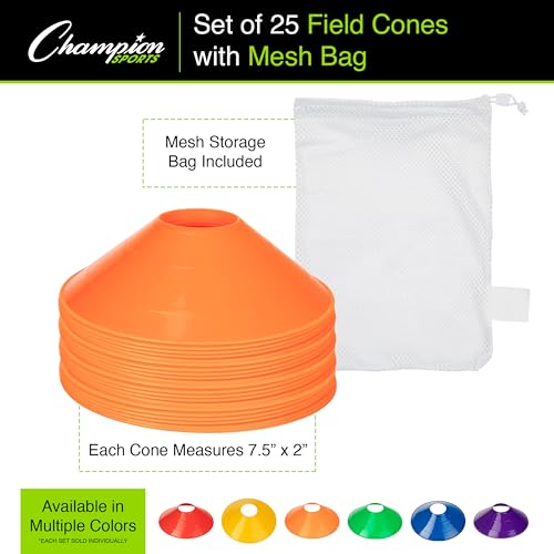 Champion Sports Set of 25 Green Cones with Mesh Bag