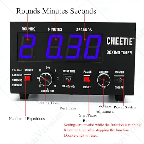 Boxing Interval Timer,Professional Gym Timer with LED Display,Selectable Training Time & Cycle Repetitions,Adjustable Sound,for Muay Thai,MMA,Kickboxing Blue - color: Blue