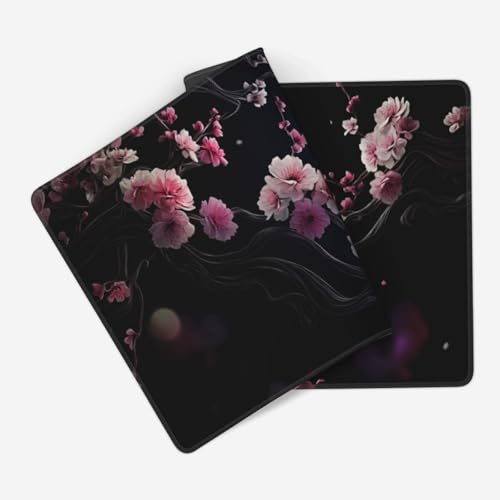 XXL Gaming Mouse Pad 35.4 x 15.7 Inch, Large Extended Desk Mousepad with Cherry Blossom Moon Design, Water-Resistant Surface, Stitched Edges, Non-Slip Rubber Base Desk Mat - color: Cherry Blossom Moon