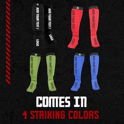 O2TEE Custom MMA Shin Pads Make Your Own Protective Shin Guards for Muay Thai Kickboxing Sparring and Training, for Adults, Kids, and Youth - color: black