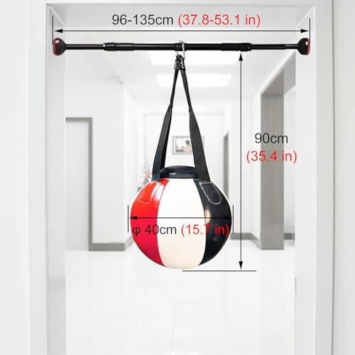 Wall-Mounted Punching Bag, Reflex Boxing Ball with Reinforced Spring, 17lb Kettlebell for Trainer Adults, Home Office Gym(Bar 96-135cm/37.8-53.1in) - size: Bar 96-135cm/37.8-53.1"