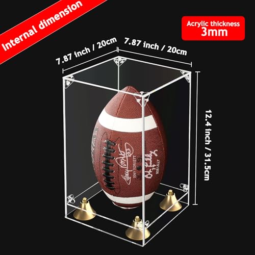 KOLIPI Football Display Case, Clear Acrylic Box 8x8x12.5 in - size: 8x8x12.5 inches