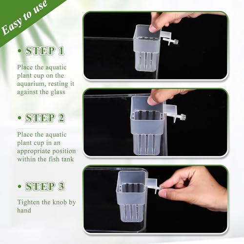 14 Pcs Aquarium Plant Holder with Hooks Screws, Top Hanging Fish Tank Plant Pot, Adaptable to Different Widths, Aquarium Planter Cups, for Water Landscape Decoration Cultivation Feature