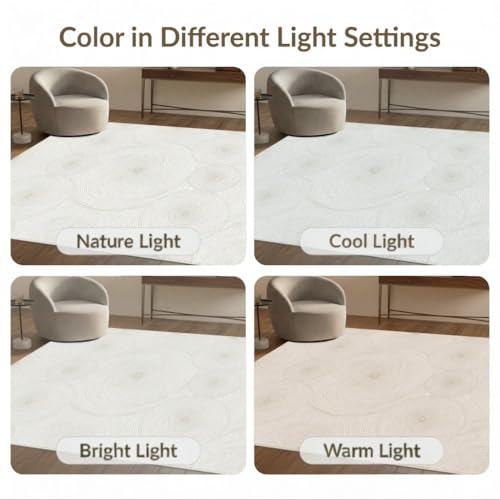 8'x10' Washable Abstract Swirl Large Rug, Cream Non-Shedding Pet Friendly Carpet Foldable Easy Care Mat for King Size Bedroom, Master Suite, Under Bed | Ref:1955516 - color: Beige/Pattern 19, size: 8' x 10' (Rectangular)