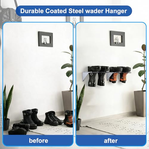 Zonon Wader Hanger Steel Boot Hanger Wall Mount - color: Silver, size: 1 Pair