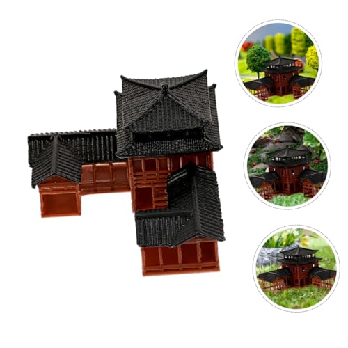 Miniature Pagoda Garden Statue 3.14X3.14X2.36In Japanese Zen Aquarium Decor Fish Tank Statue and Bonsai Figurines Ancient Inn Landscape Model for Meditation and Micro Landscape
