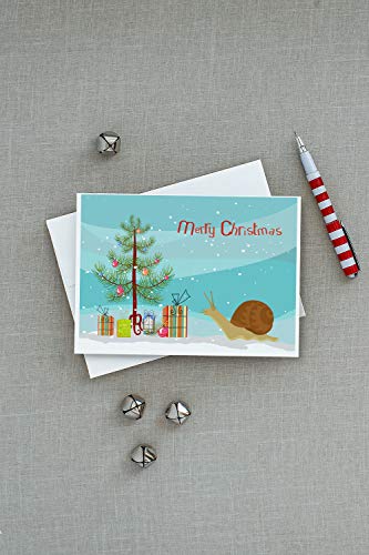 Caroline's Treasures CK4539GCA7P Garden Snail Merry Christmas Greeting Cards and Envelopes Pack of 8 Blank Cards with Envelopes Whimsical A7 Size 5x7 Blank Note Cards - style: Amphibians & Reptiles - Garden Snail