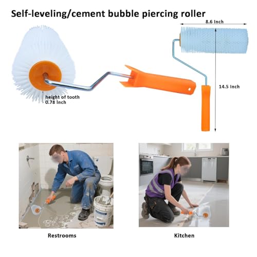 Self Leveling Concrete Tool Epoxy Floor Kit Spiked Roller for Bathroom Floors, Balconies, Toilets and Other Small Areas of The Ground Construction