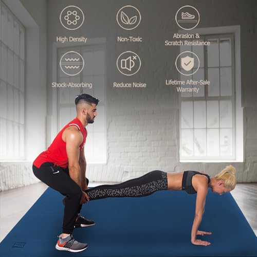 GXMMAT Large Exercise Mat 6'x4'/6'x5'/6'x6'(7mm) - color: Navy Blue, size: 6*6 FT